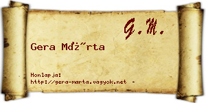 Gera Márta névjegykártya